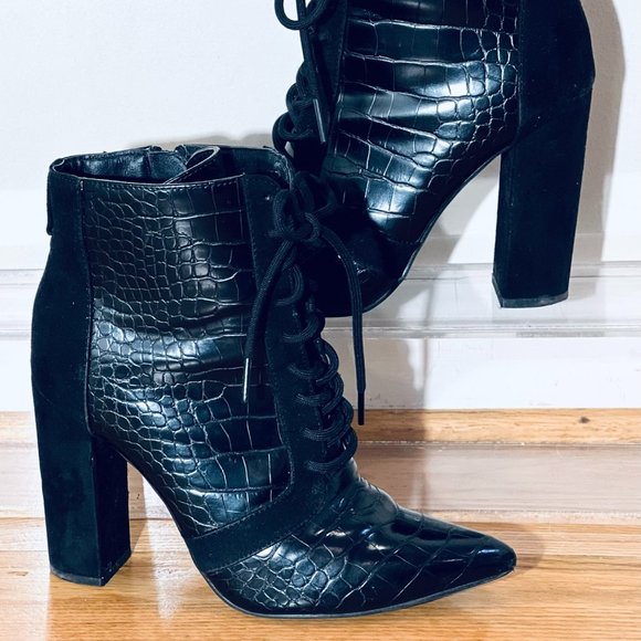 Faux Snakeskin Ankle Bootie - Picture 1 of 2